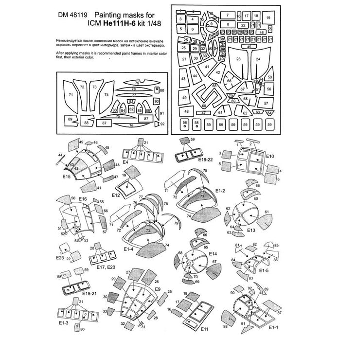 He 111H-6 aircraft model Painting Masks (for ICM 48262) Scale 1:48 DAN Models DM 48119