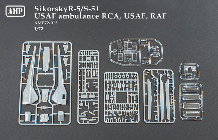 Sikorsky R-5/S-51 Ambulance Scale 1:72 AMP 72012 Plastic Model Helicopter Kit