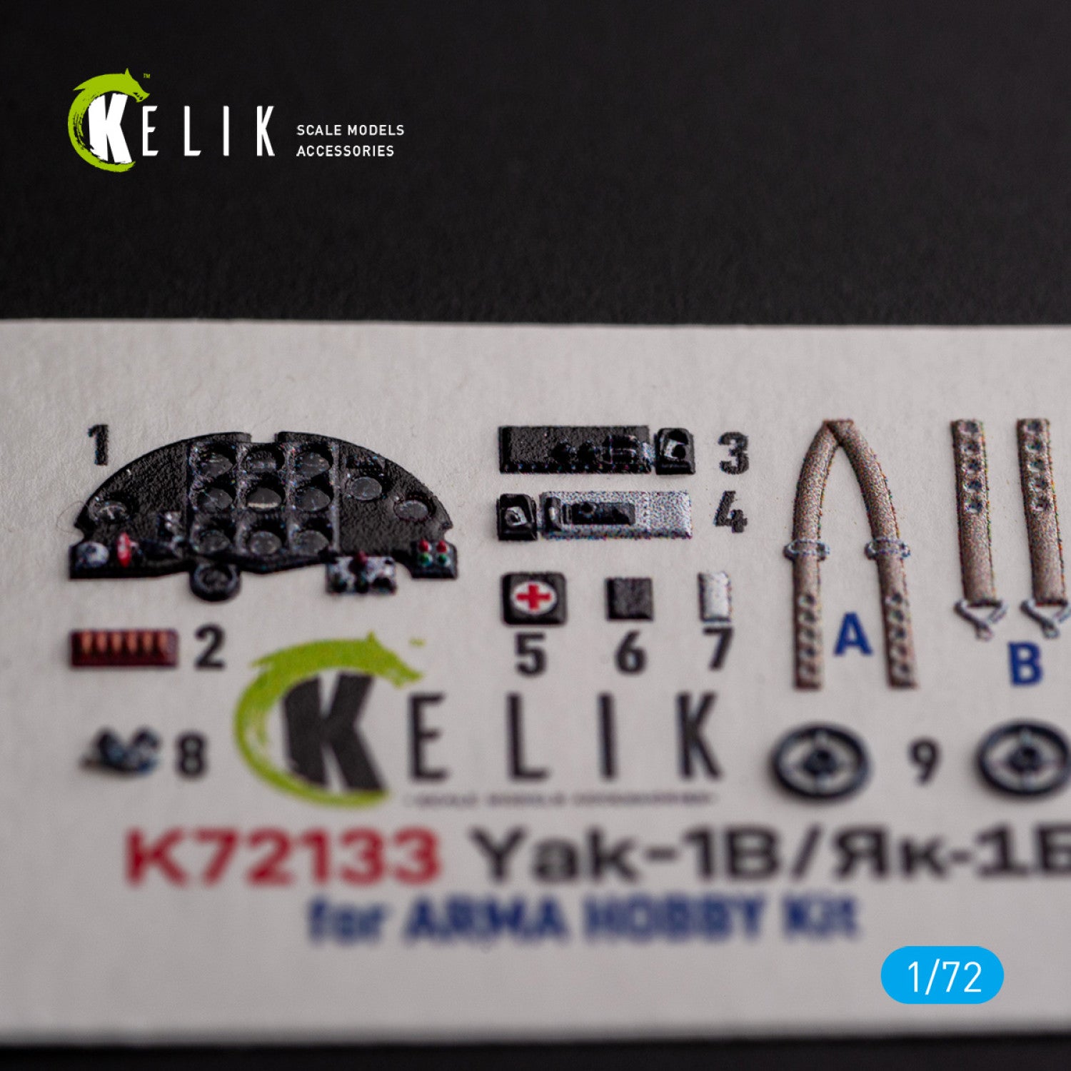Yak-1B. Interior 3D Decals (for Arma Hobby Aircraft model kit) Scale 1:72 KeliK K72133