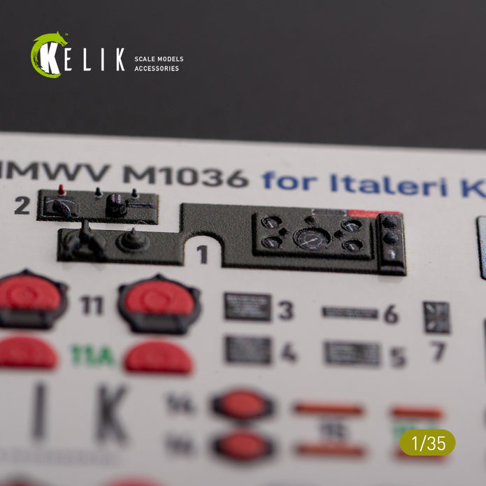 “HUMVEE” HMMWV M1036 with TOW Nato green version. Interior 3D Decals (for Italeri Armoured Vehicles model kit) Scale 1:35 KeliK K35025