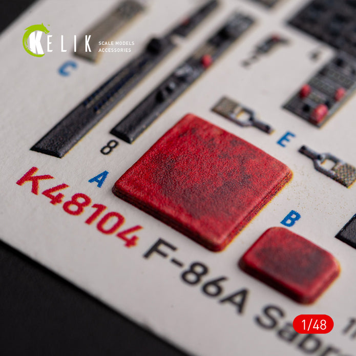 F-86A Sabre. Interior 3D Decals (for Clear Prop Aircraft model kit) Scale 1:48 KeliK K48104