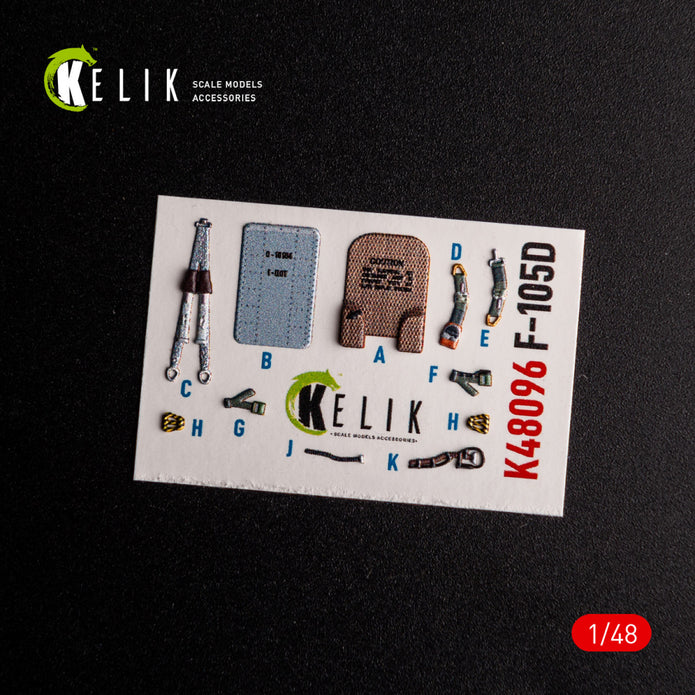 Republic F-105D Thunderchief. Interior 3D Decals (for HobbyBoss Aircraft model kit) Scale 1:48 KeliK K48096