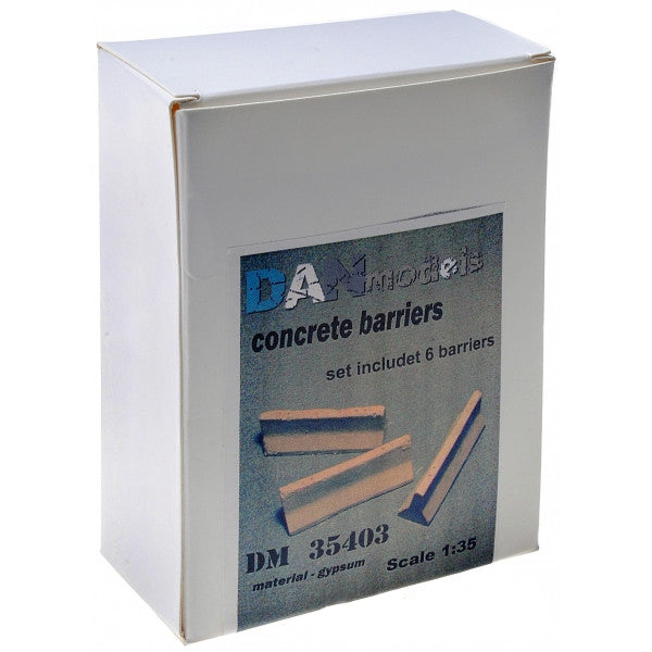 Concrete barriers.set for roadblock. Material - gypsum. The set contains 6 pcs of unpainted concrete barriers.triangle.(gram weight) Scale 1:35 DAN Models DM 35403