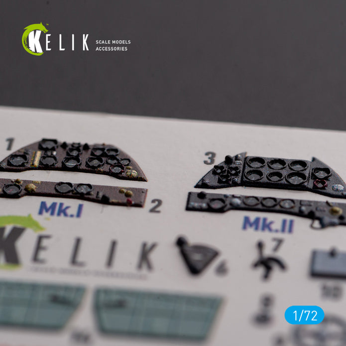 Gloster Gladiator Mk.I/II. Interior 3D Decals (for Airfix Aircraft model kit) Scale 1:72 KeliK K72128