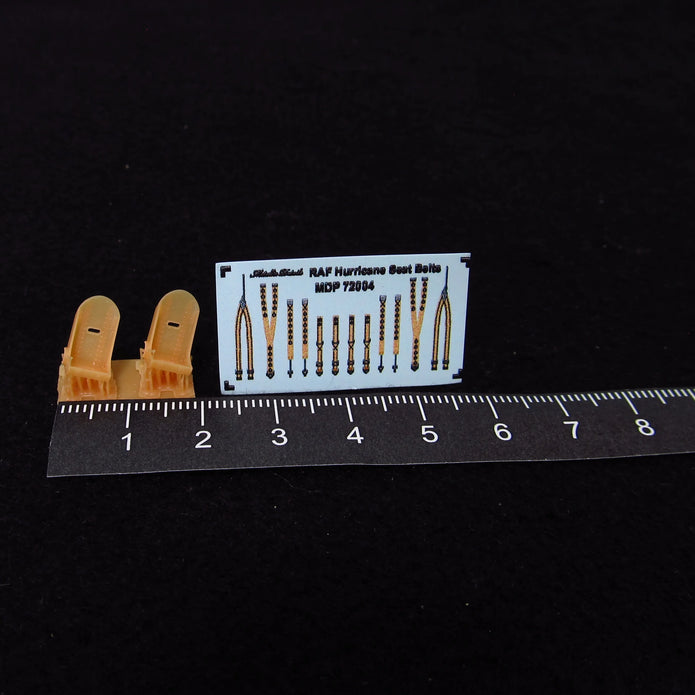 Hurricane Seats + 3D Decals Detailing set 2 pcs (3D-Printed) Scale 1:72 Metallic Details MDR72112 - For Model Aircraft Kits