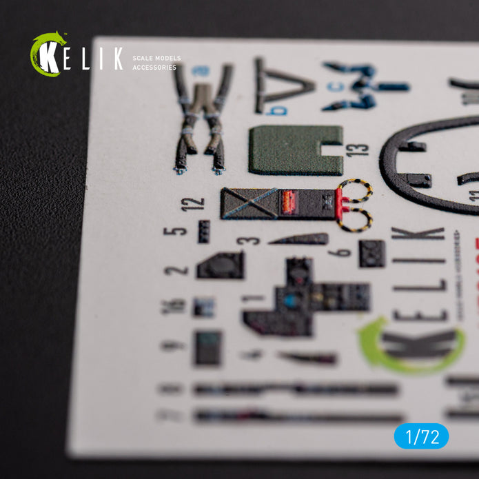 MIRAGE F.1 CG. Interior 3D Decals (for Special Hobby Aircraft model kit) Scale 1:72 KeliK K72125