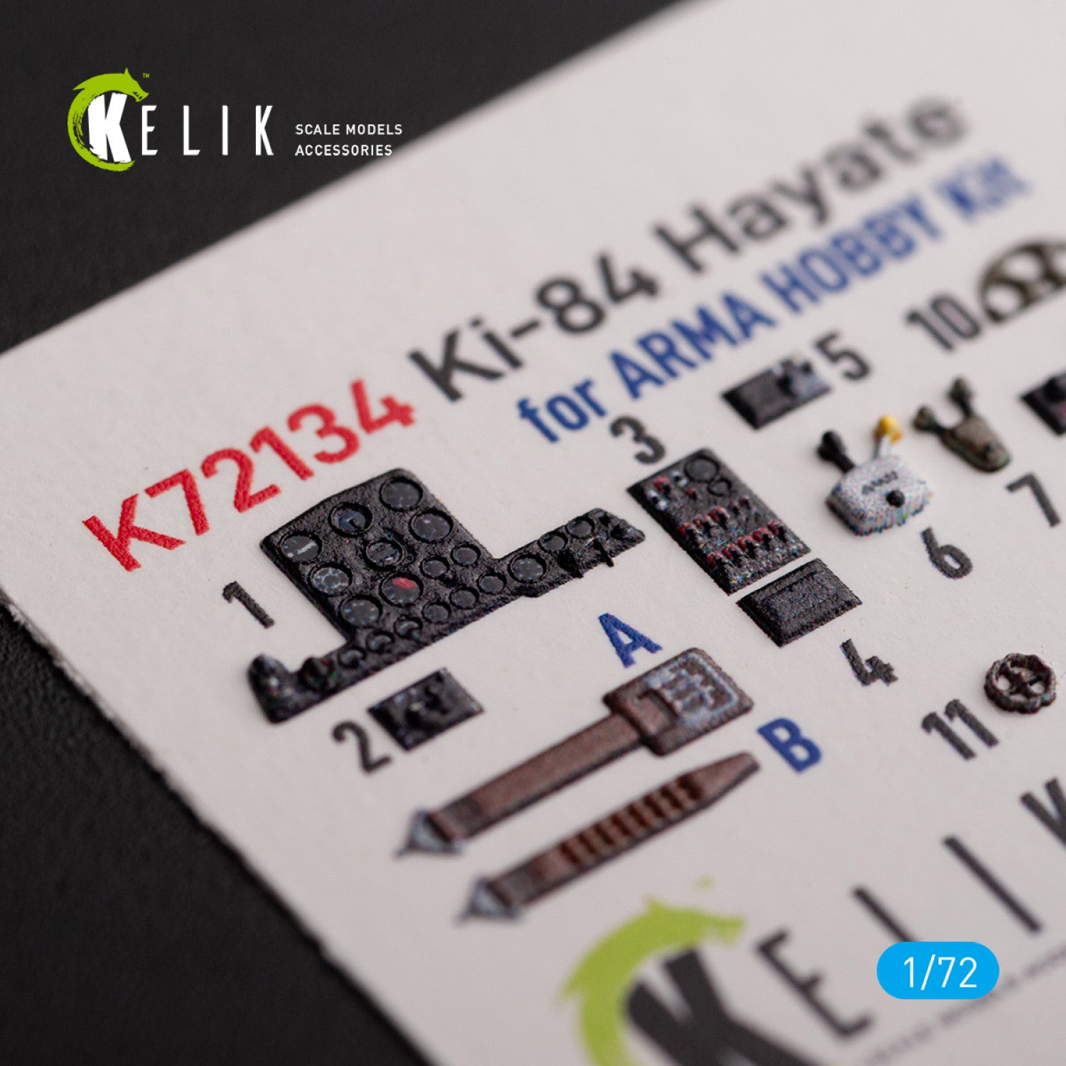 Ki-84 Hayate. Interior 3D Decals (for Arma Hobby Aircraft model kit) Scale 1:72 KeliK K72134