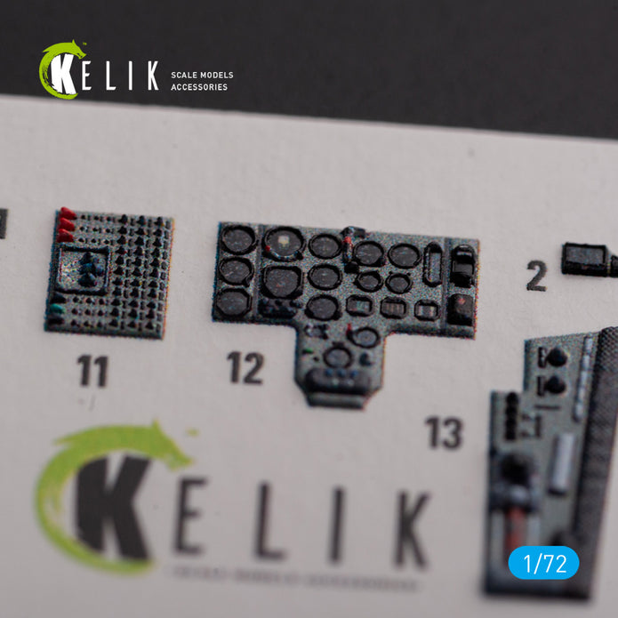 Mig-29 Fulcrum-C 9-13. Interior 3D Decals (for Great Wall Hobby (GWH) Aircraft model kit) Scale 1:72 KeliK K72142