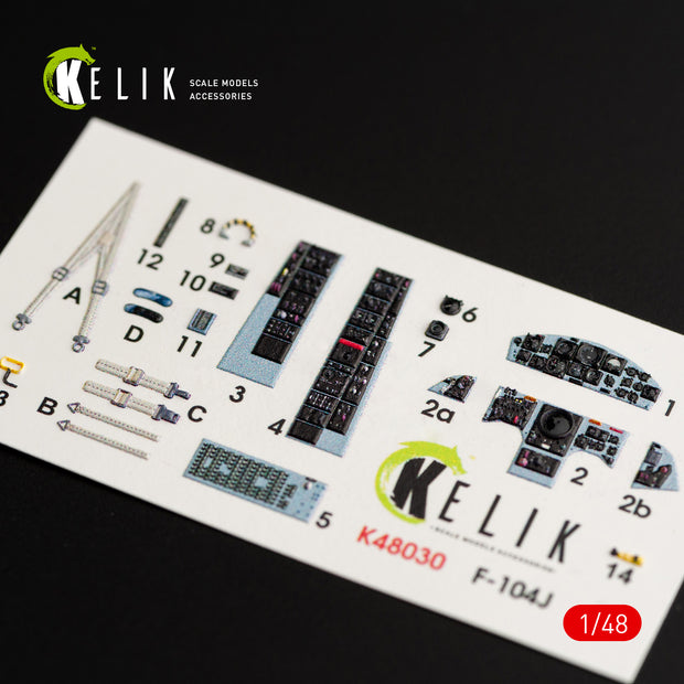 Interior 3D Decals Aircraft Lockheed F-104J "Starfighter" (for Kinetic modek kit) Scale 1:48 KeliK K48030 USA