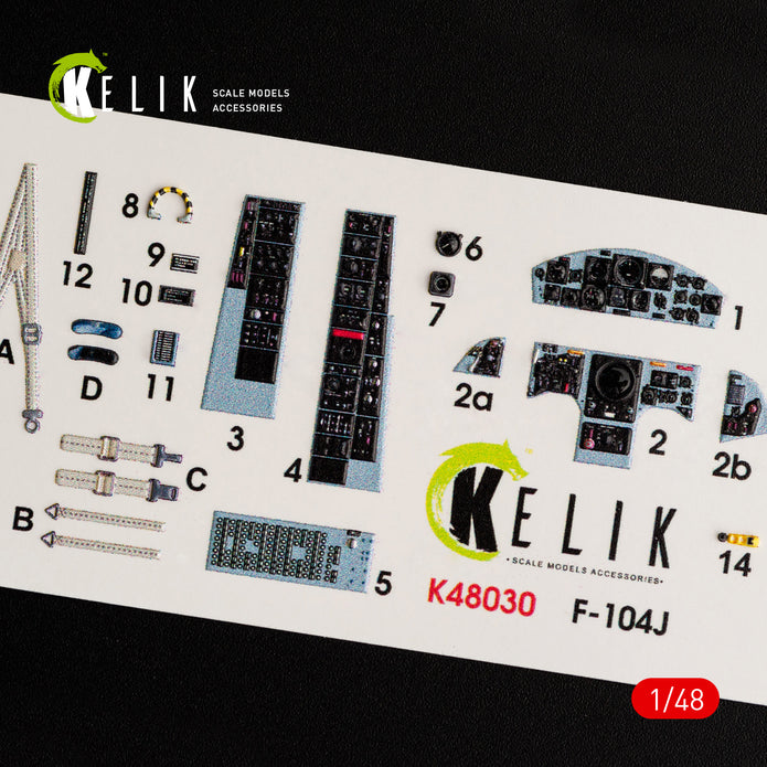 Interior 3D Decals Aircraft Lockheed F-104J "Starfighter" (for Kinetic modek kit) Scale 1:48 KeliK K48030 USA