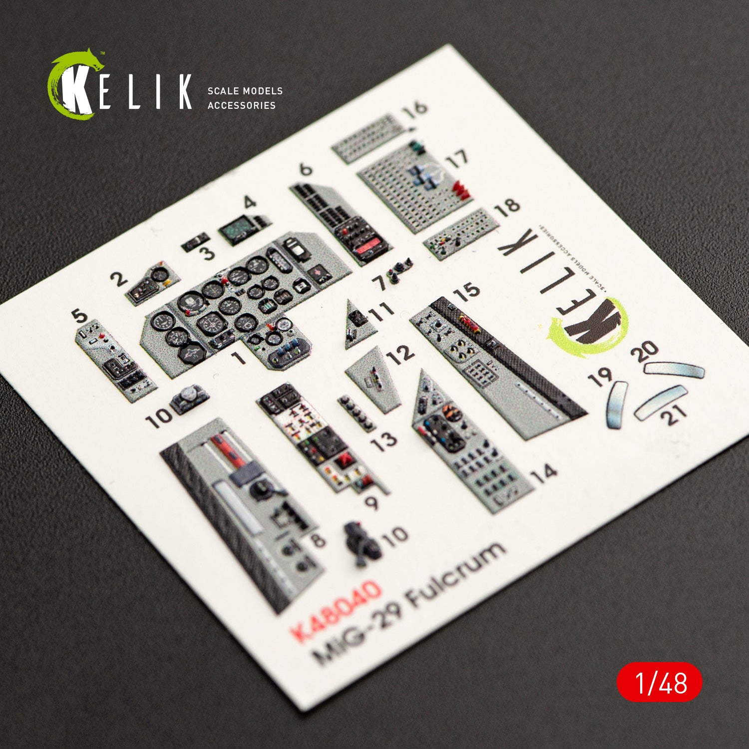 Interior 3D Decals Mig-29A 9-12 Fulcrum (for GWH Model Kit) Scale 1:48KeliK K48040 Ukraine/USSR