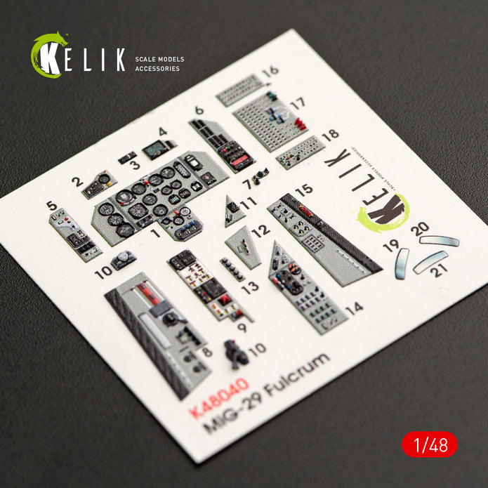 Interior 3D Decals Mig-29A 9-12 Fulcrum (for GWH Model Kit) Scale 1:48KeliK K48040 Ukraine/USSR