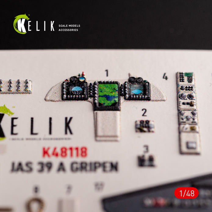 Jas-39 A. Interior 3D Decals (for Italeri Aircraft model kit) Scale 1:48 KeliK K48118