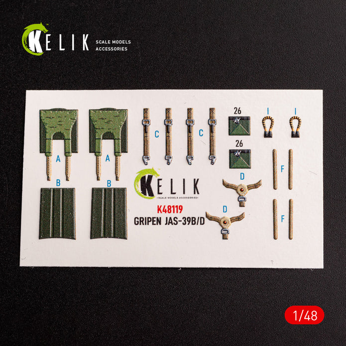 Jas-39 B/D. Interior 3D Decals (for Kitty Hawk / Zimimodel Aircraft model kit) Scale 1:48 KeliK K48119