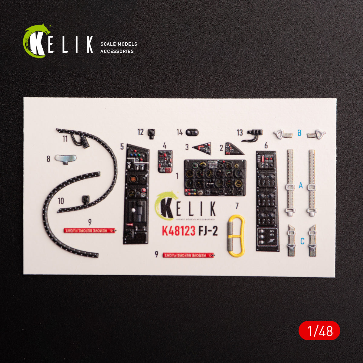 FJ-2. Interior 3D Decals (for Italeri Aircraft model kit) Scale 1:48 KeliK K48123