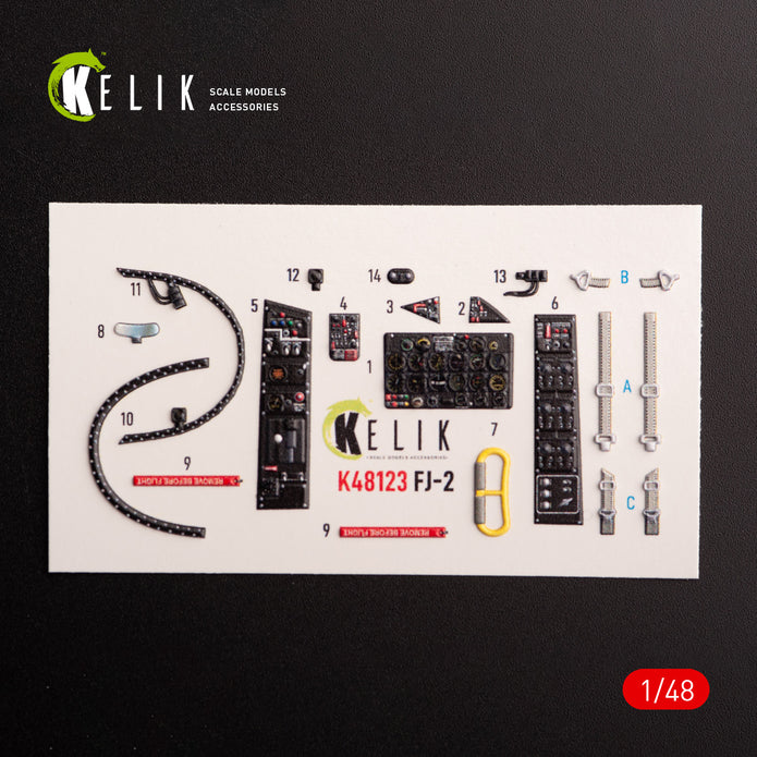FJ-2. Interior 3D Decals (for Italeri Aircraft model kit) Scale 1:48 KeliK K48123