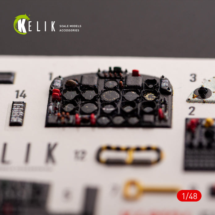 FJ-3. Interior 3D Decals (for Kitty Hawk / Zimimodel Aircraft model kit) Scale 1:48 KeliK K48124