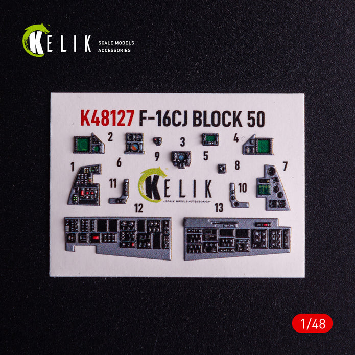 F-16CJ Fighting Falcon. Interior 3D Decals (for Tamiya Aircraft model kit) Scale 1:48 KeliK K48127