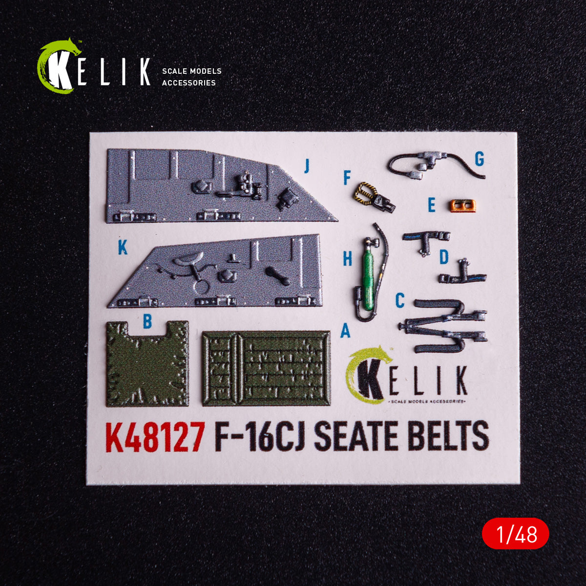 F-16CJ Fighting Falcon. Interior 3D Decals (for Tamiya Aircraft model kit) Scale 1:48 KeliK K48127