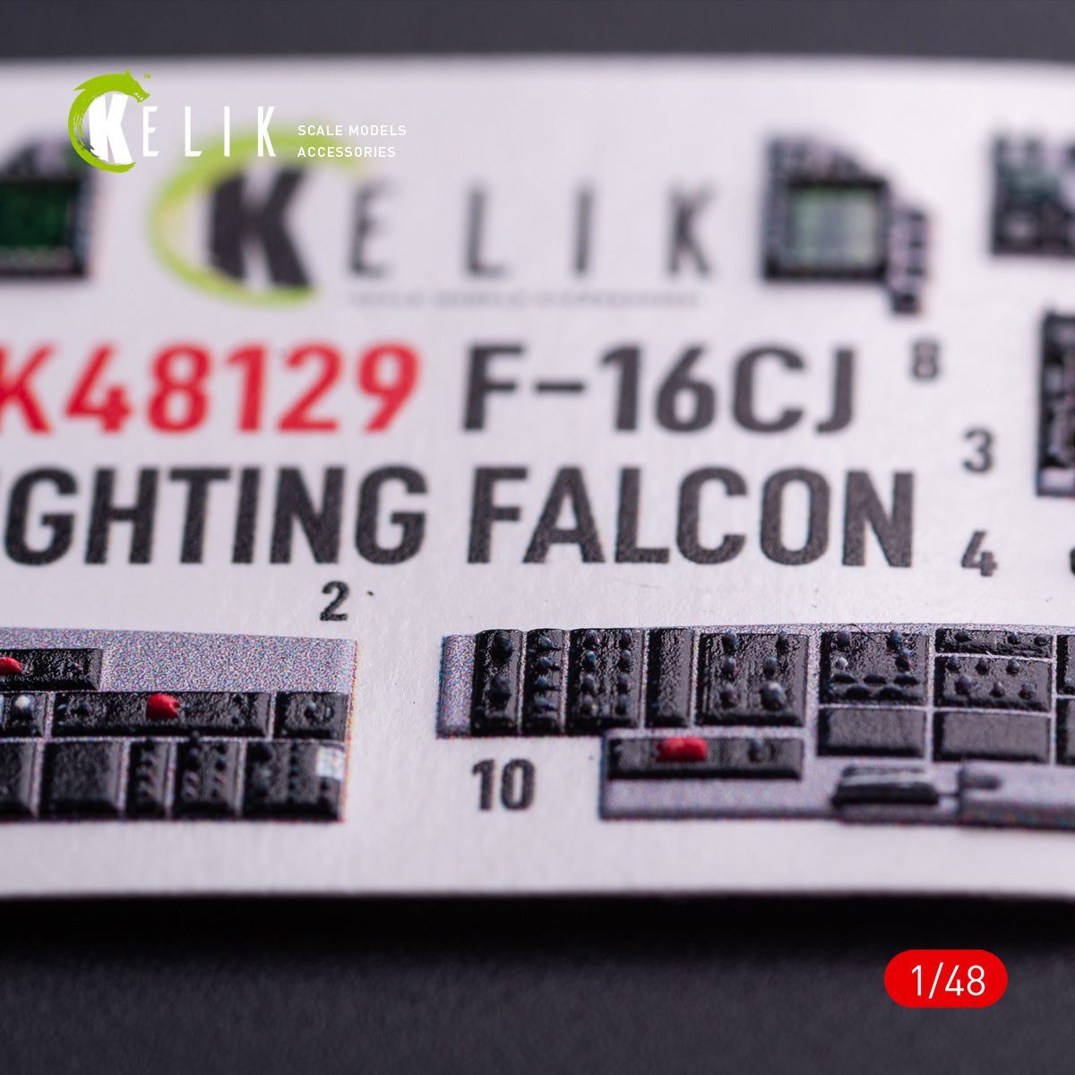 F-16CJ Fighting Falcon. Interior 3D Decals (for Hasegawa Aircraft model kit) Scale 1:48 KeliK K48129
