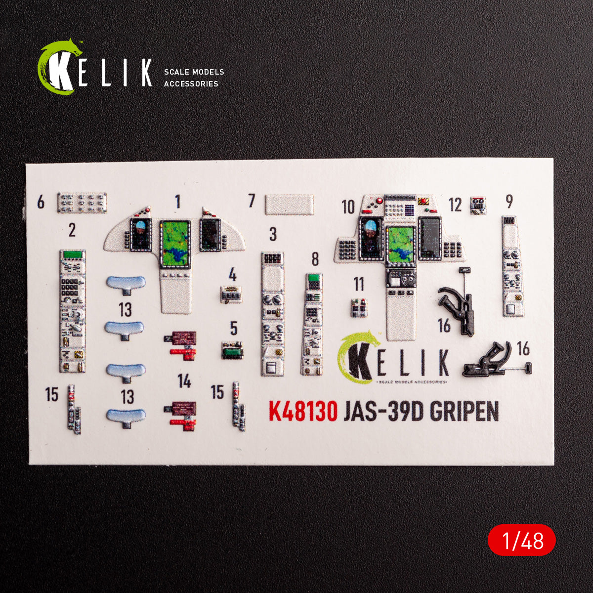 Jas-39 D. Interior 3D Decals (for Italeri Aircraft model kit) Scale 1:48 KeliK K48130