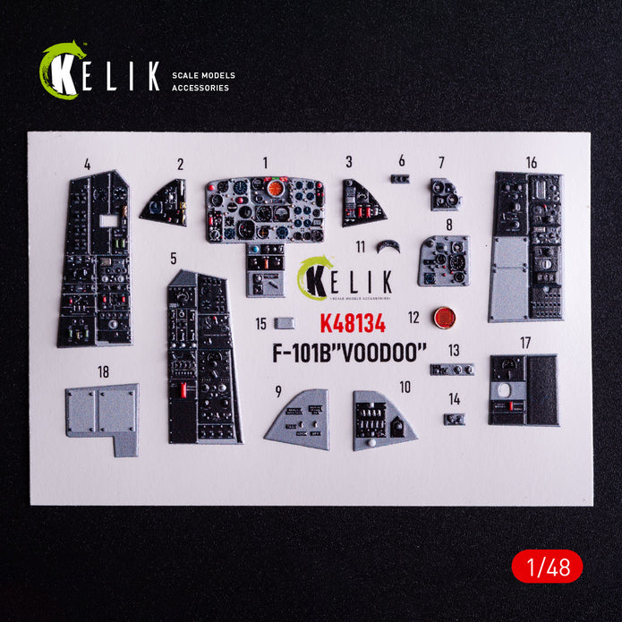 McDonnell F-101B Voodoo. Interior 3D Decals (for Zimi Model/KittyHawk Aircraft model kit) Scale 1:48 KeliK K48134