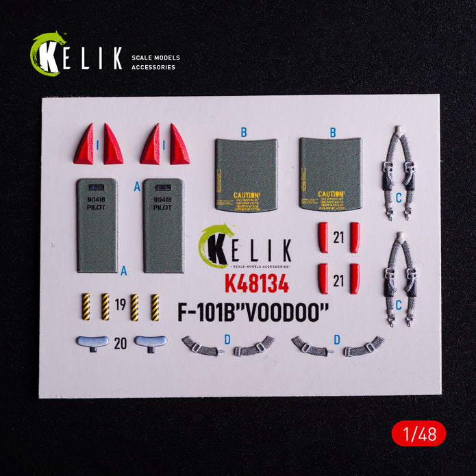 McDonnell F-101B Voodoo. Interior 3D Decals (for Zimi Model/KittyHawk Aircraft model kit) Scale 1:48 KeliK K48134