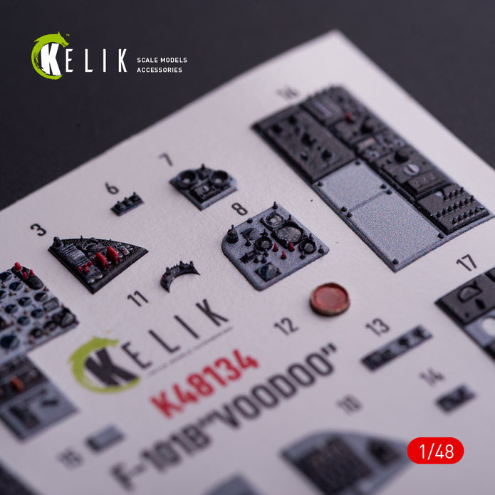 McDonnell F-101B Voodoo. Interior 3D Decals (for Zimi Model/KittyHawk Aircraft model kit) Scale 1:48 KeliK K48134