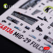 Mig-29C (9-13) Fulcrum. Interior 3D Decals (for GWH Aircraft model kit) Scale 1:48 KeliK K48136