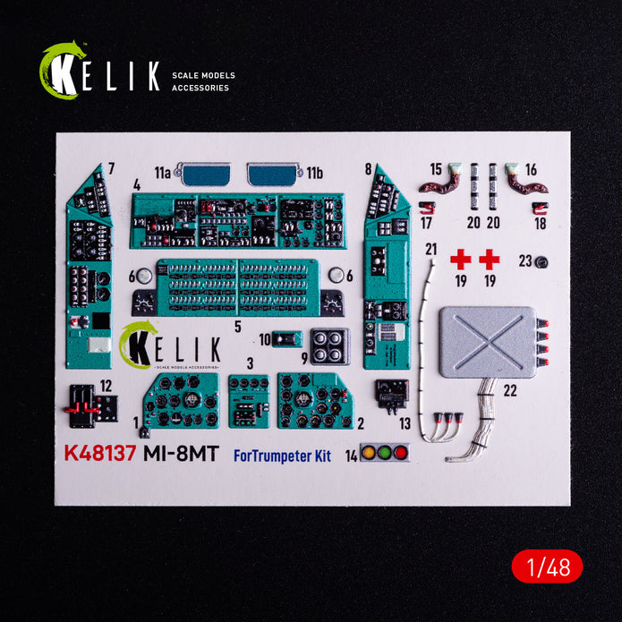 Mil Mi-8MT. Interior 3D Decals (for Trumpeter Helicopter model kit) Scale 1:48 KeliK K48137