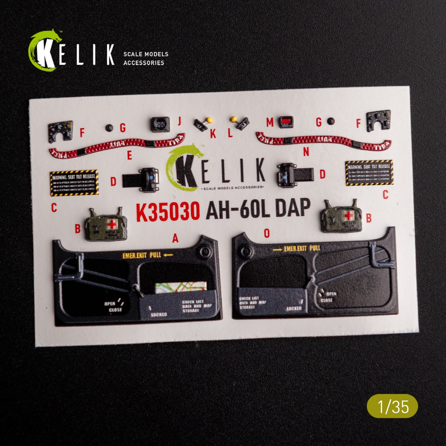 Sikorsky AH-60L DAP. Interior 3D Decals (for Academy Helicopter model kit) Scale 1:35 KeliK K35030