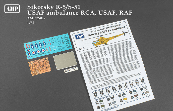 Sikorsky R-5/S-51 Ambulance Scale 1:72 AMP 72012 Plastic Model Helicopter Kit
