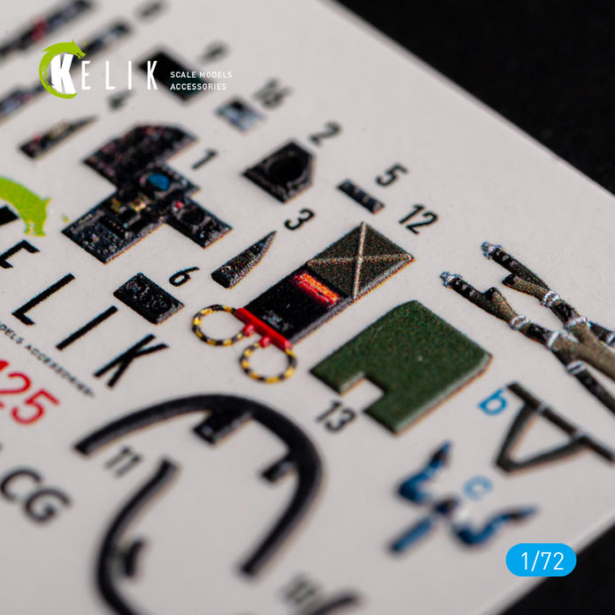 MIRAGE F.1 CG. Interior 3D Decals (for Special Hobby Aircraft model kit) Scale 1:72 KeliK K72125