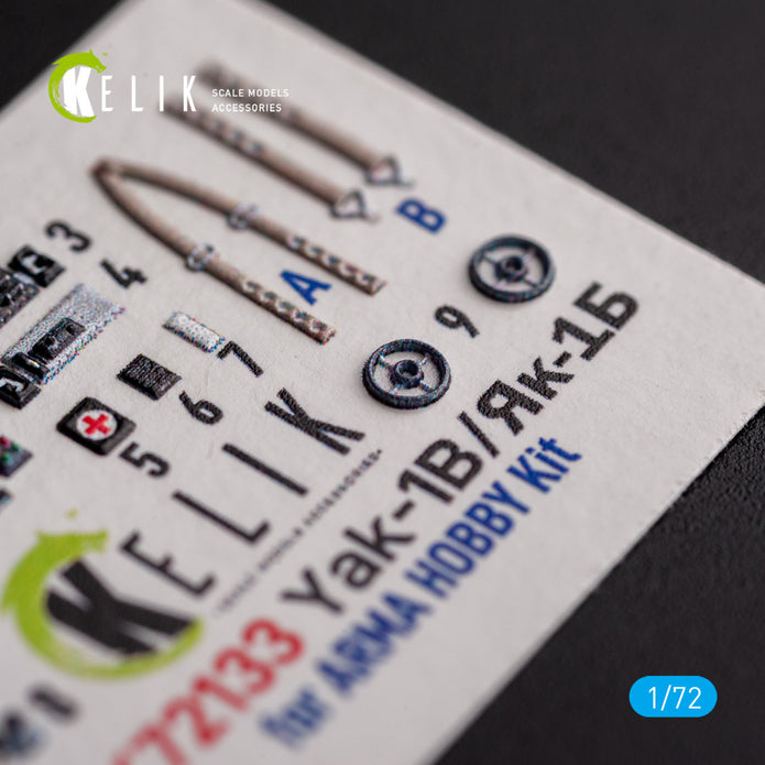 Yak-1B. Interior 3D Decals (for Arma Hobby Aircraft model kit) Scale 1:72 KeliK K72133