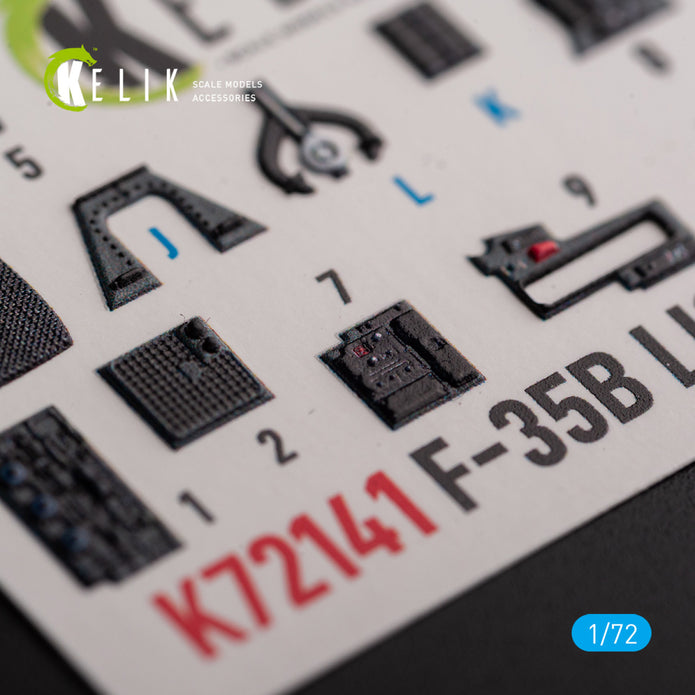 F-35B. Interior 3D Decals (for Tamiya Aircraft model kit) Scale 1:72 KeliK K72141