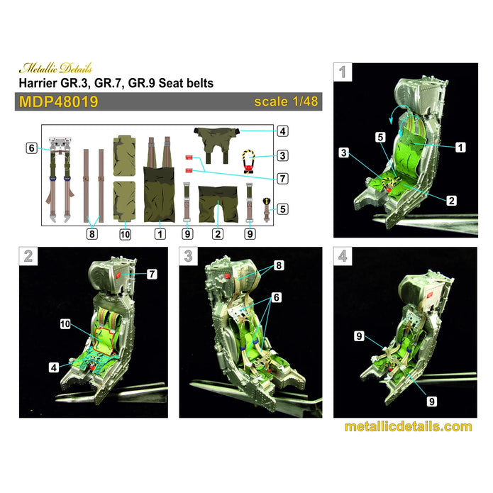 Harrier GR,3, GR,7, GR,9 Ejection Seats + 3D Decals 2 pcs, Detailing set (3D-Printed) Scale 1:48 Metallic Details MDR48266 - For Models Aircraft Kits