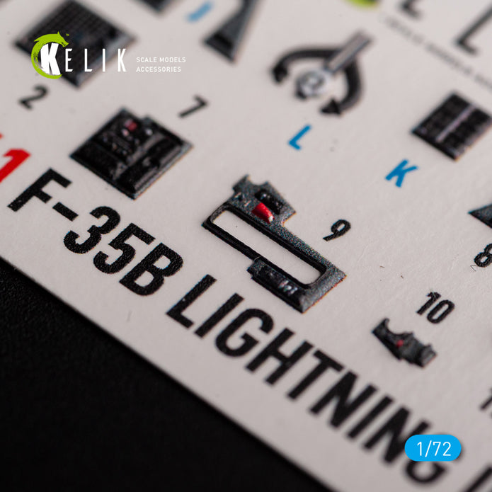 F-35B. Interior 3D Decals (for Tamiya Aircraft model kit) Scale 1:72 KeliK K72141