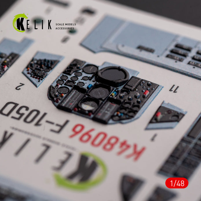 Republic F-105D Thunderchief. Interior 3D Decals (for HobbyBoss Aircraft model kit) Scale 1:48 KeliK K48096