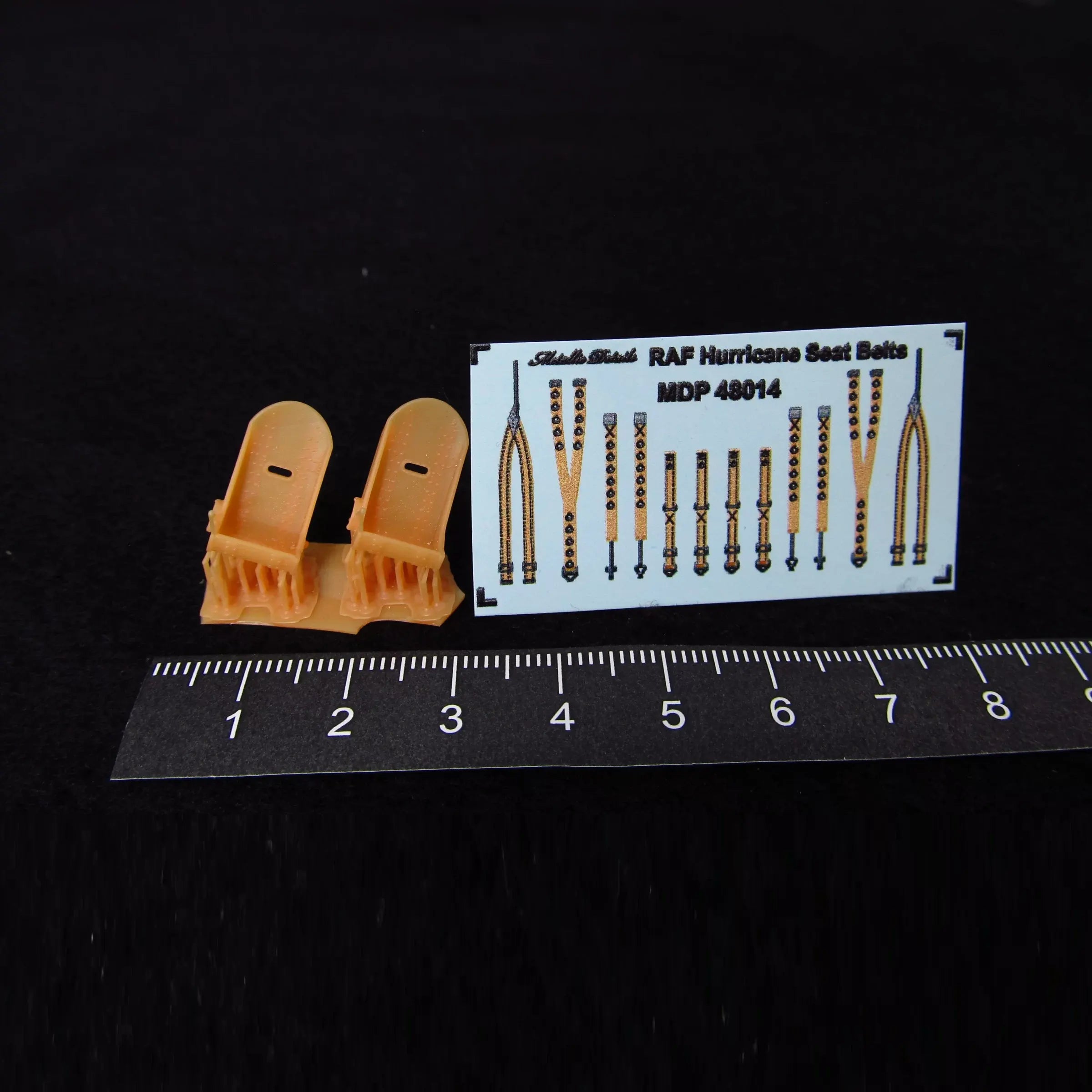 Hurricane Seats + 3D Decals Detailing set (3D-Printed) Scale 1:48 Metallic Details MDR48263 - For Aircraft Model Kits