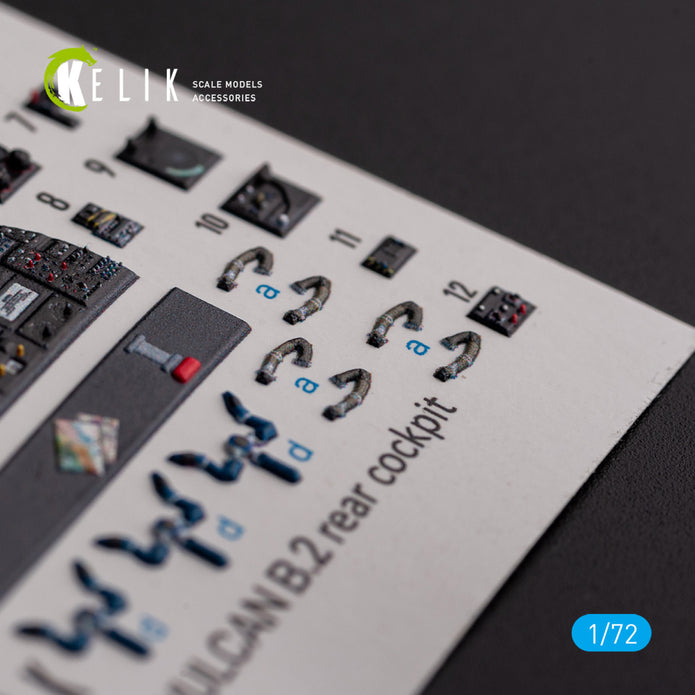 AVRO VULCAN B.2 Rear cockpit. Interior 3D Decals (for Airfix Aircraft model kit) Scale 1:72 KeliK K72136
