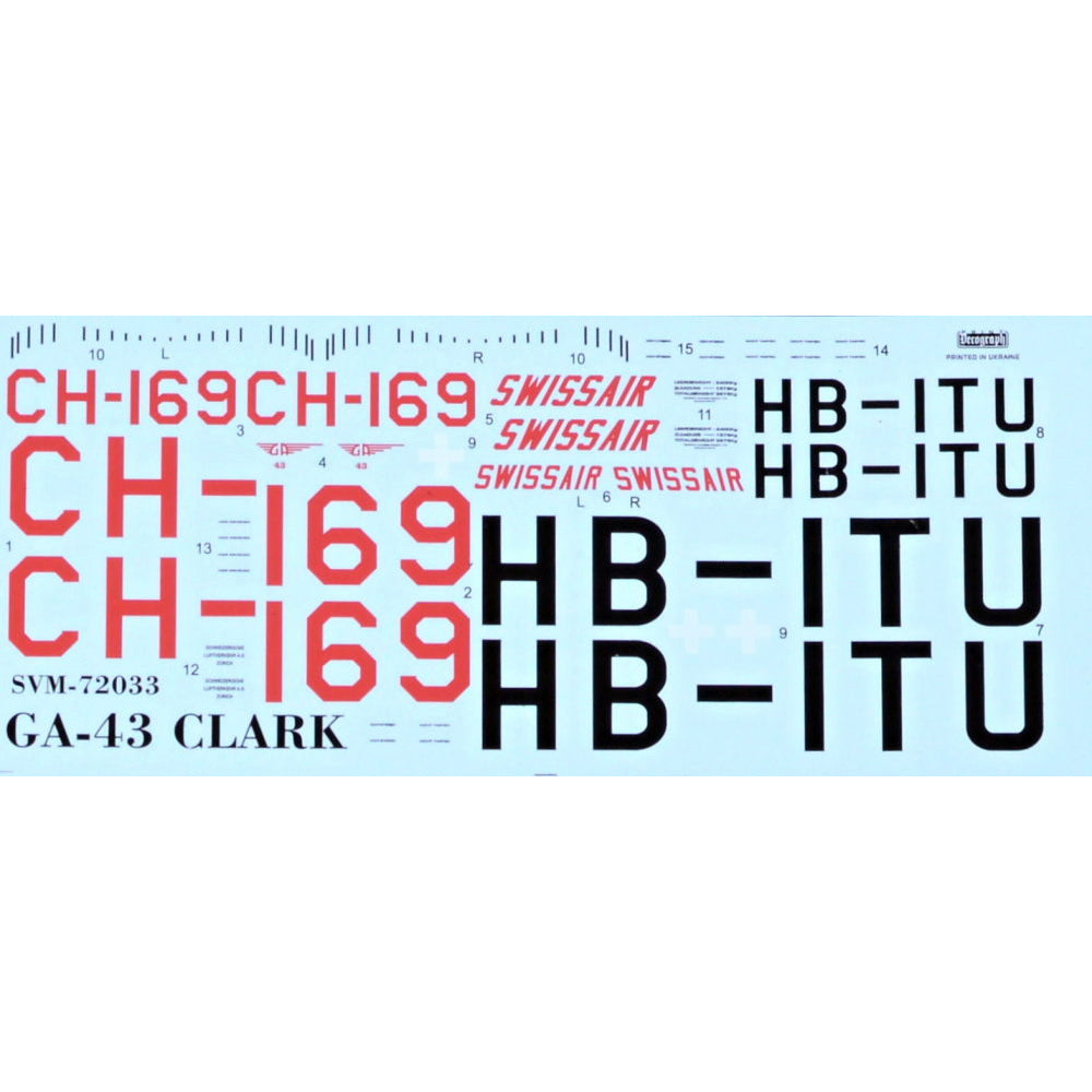 General Aviation Ga-43 Clark (Swissair), Aircraft Model Kit Scale 1:72 SOVA-M SVM 72033