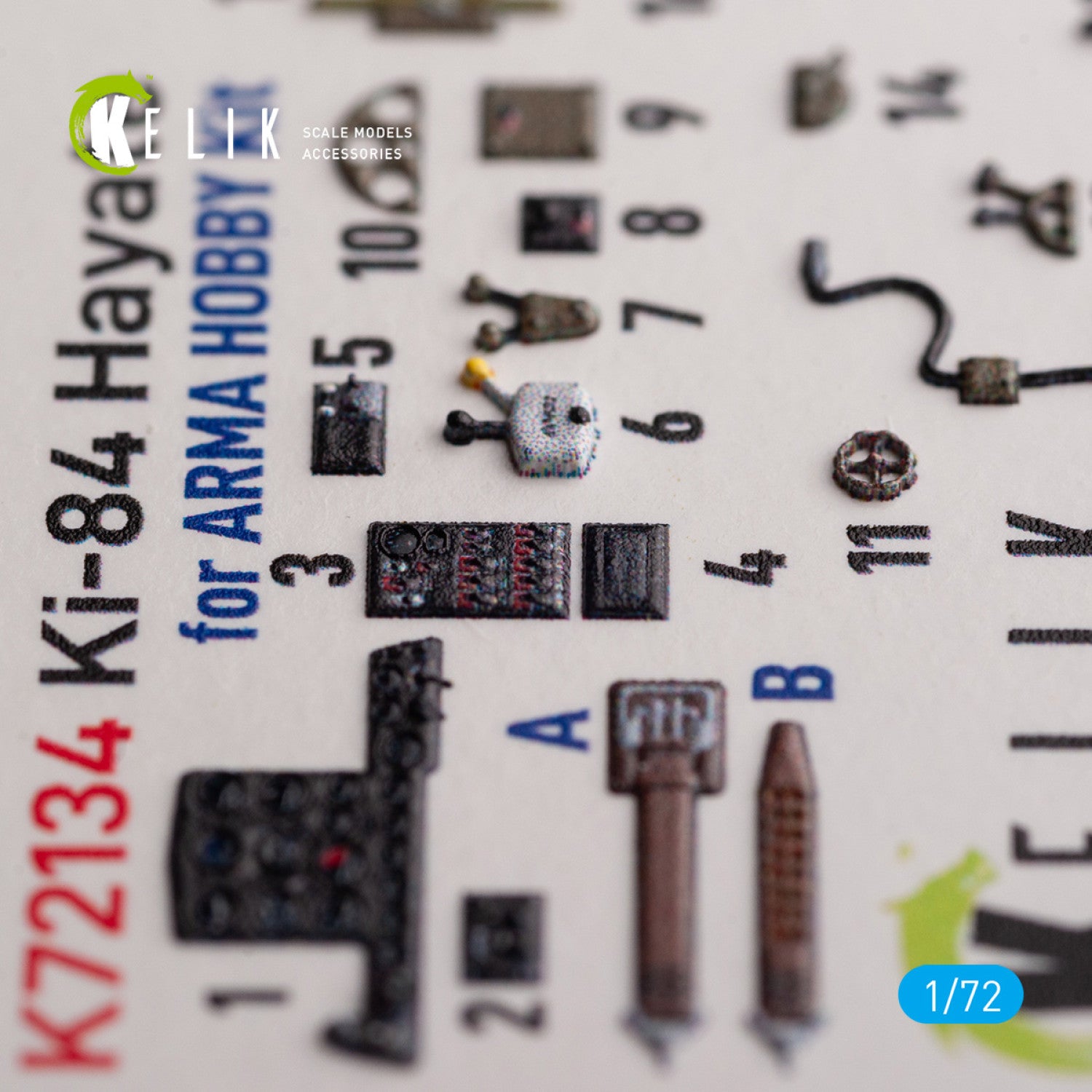 Ki-84 Hayate. Interior 3D Decals (for Arma Hobby Aircraft model kit) Scale 1:72 KeliK K72134