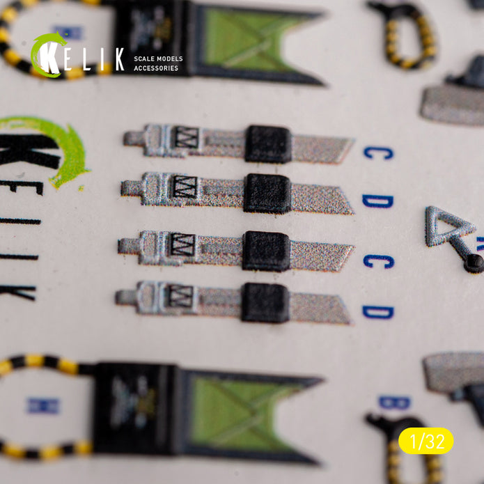 Grumman A-6A Intruder. Interior 3D Decals (for Trumpeter Aircraft model kit) Scale 1:32 KeliK K32023