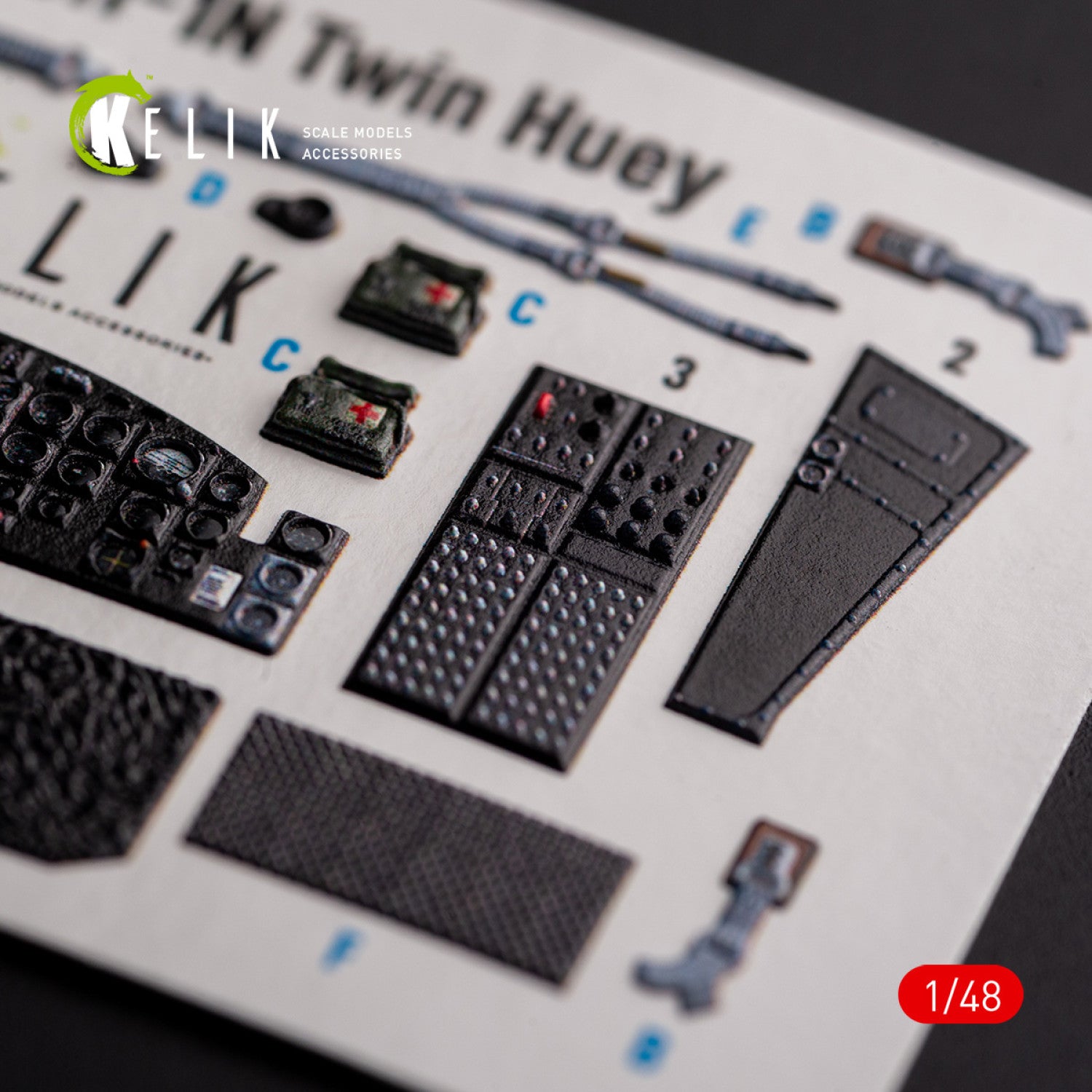 UH-1N Twin Huey. Interior 3D Decals (for Kitty Hawk / Zimimodel Helicopter model kit) Scale 1:48 KeliK K48105