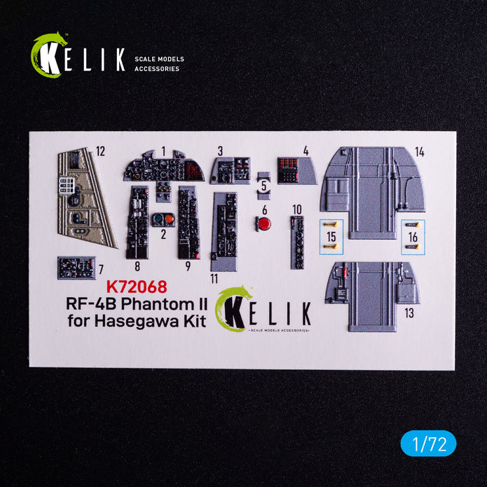 McDonnell Douglas RF-4B Phantom II. Interior 3D Decals (for Hasegawa Aircraft model kit) Scale 1:72 KeliK K72068