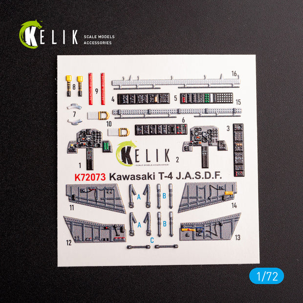 Kawasaki T-4. Interior 3D Decals (for Hasegawa Aircraft model kit) Scale 1:72 KeliK K72073