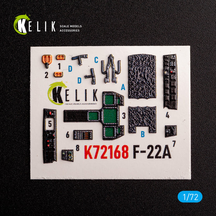 F-22A Raptor. Interior 3D Decals (for Academy Aircraft model kit) Scale 1:72 KeliK K72168