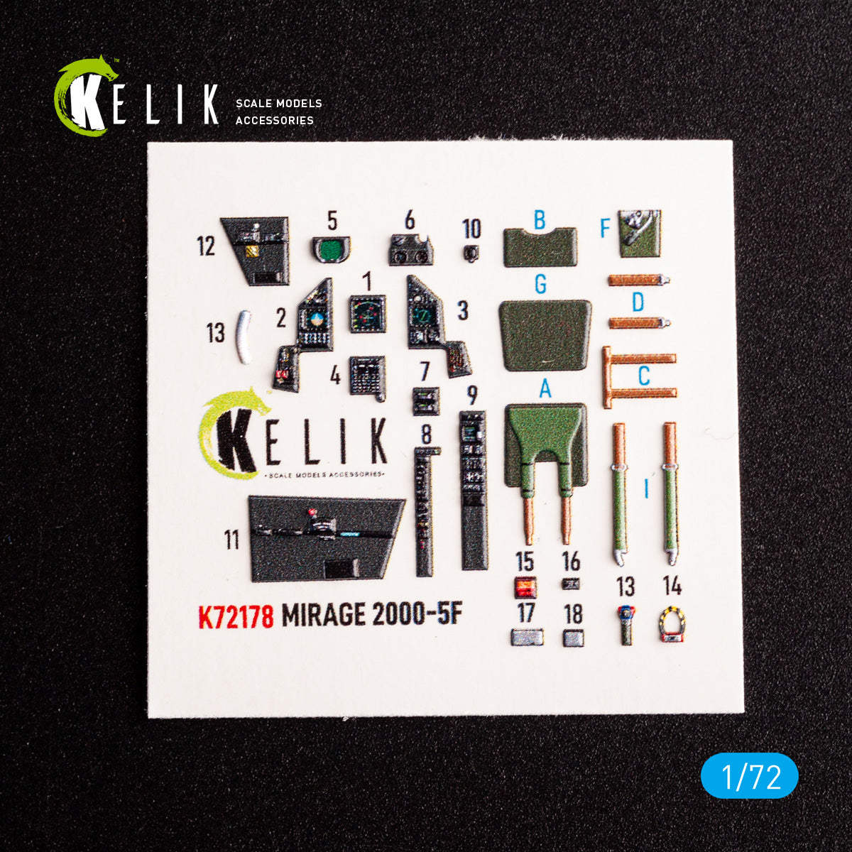 Dassault Mirage 2000-5F. Interior 3D Decals (for Modelsvit Aircraft model kit) Scale 1:72 KeliK K72178