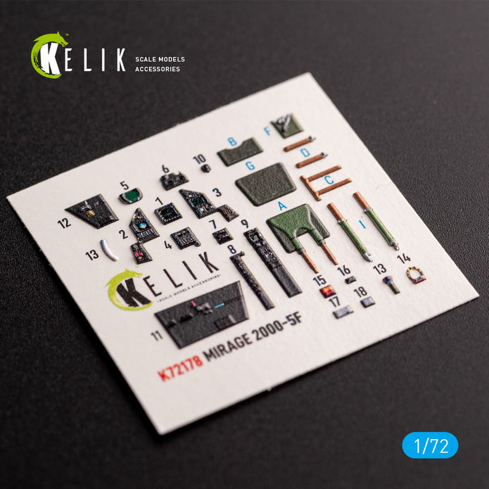 Dassault Mirage 2000-5F. Interior 3D Decals (for Modelsvit Aircraft model kit) Scale 1:72 KeliK K72178