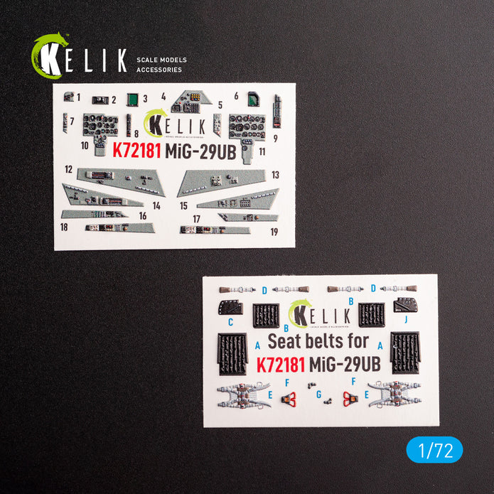 MiG-29UB. Interior 3D Decals (for IBG Models Aircraft model kit) Scale 1:72 KeliK K72181
